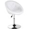 Costway 1PC Adjustable Round Swivel Tufted Back Accent Chair PU Leather White